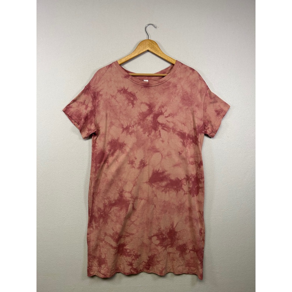 Boho Old Navy Womens Size M Rose Pink Tie Dye Cotton Short Sleeve T-Shirt Dress
